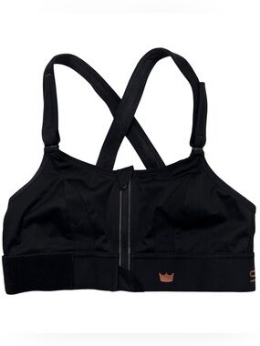SHEFIT Ultimate Sports Bra Solid Black High Impact Front Zip Athletic Bra Small